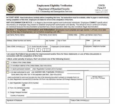 New I-9 Form available to download